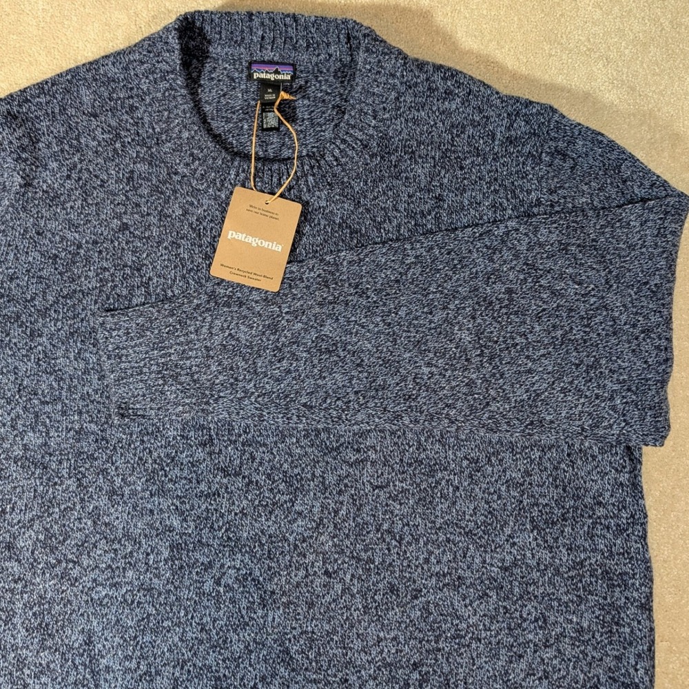 Patagonia Recycled Wool-Blend Crewneck Sweater XL Dappled Sunken Blue 51025